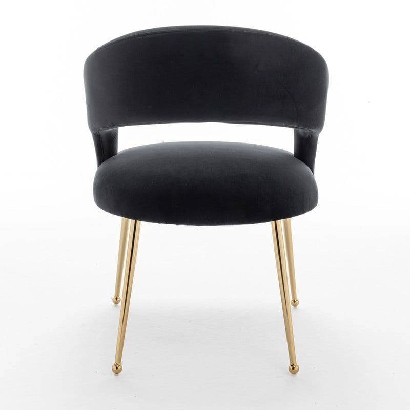 Juego de 4 sillas de comedor Mid Century Modern de terciopelo tapizadas con respaldo abierto