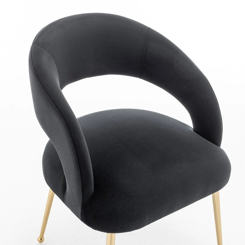 Juego de 4 sillas de comedor Mid Century Modern de terciopelo tapizadas con respaldo abierto