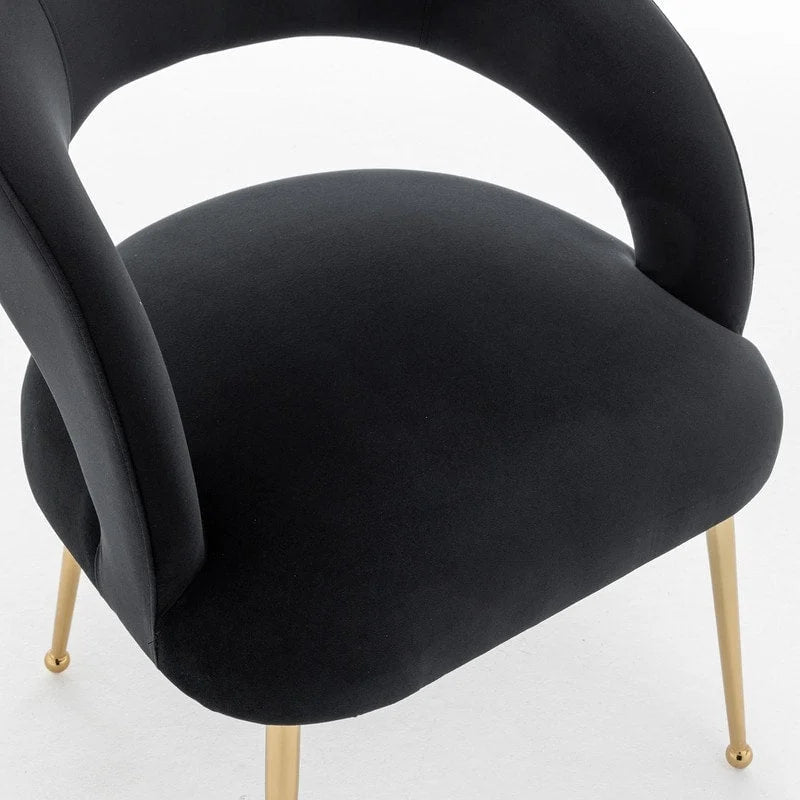 Juego de 4 sillas de comedor Mid Century Modern de terciopelo tapizadas con respaldo abierto