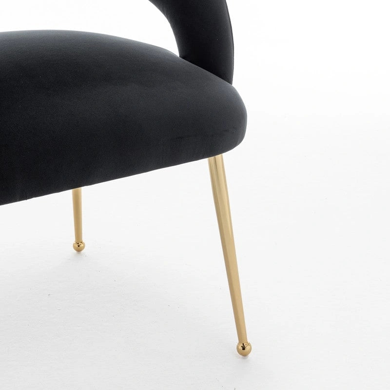 Juego de 4 sillas de comedor Mid Century Modern de terciopelo tapizadas con respaldo abierto