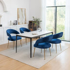 Juego de 4 sillas de comedor Mid Century Modern de terciopelo tapizadas con respaldo abierto