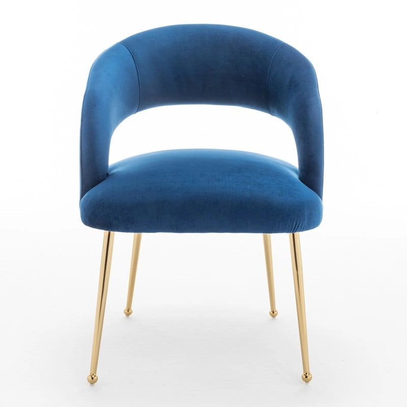 Juego de 4 sillas de comedor Mid Century Modern de terciopelo tapizadas con respaldo abierto