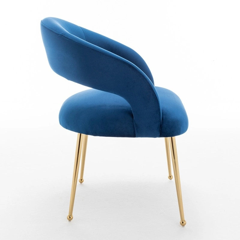 Juego de 4 sillas de comedor Mid Century Modern de terciopelo tapizadas con respaldo abierto