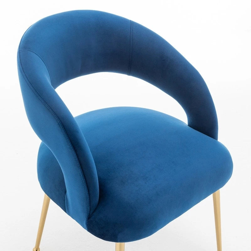 Juego de 4 sillas de comedor Mid Century Modern de terciopelo tapizadas con respaldo abierto