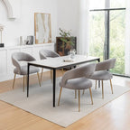 Juego de 4 sillas de comedor Mid Century Modern de terciopelo tapizadas con respaldo abierto