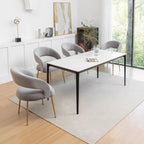 Juego de 4 sillas de comedor Mid Century Modern de terciopelo tapizadas con respaldo abierto