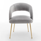 Juego de 4 sillas de comedor Mid Century Modern de terciopelo tapizadas con respaldo abierto