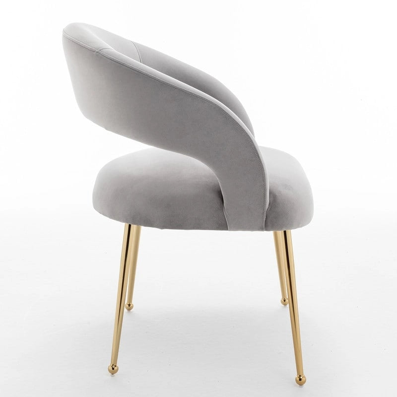 Juego de 4 sillas de comedor Mid Century Modern de terciopelo tapizadas con respaldo abierto