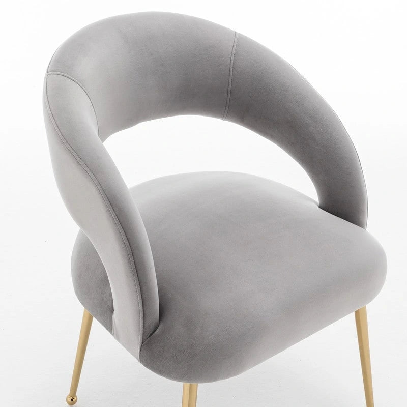 Juego de 4 sillas de comedor Mid Century Modern de terciopelo tapizadas con respaldo abierto