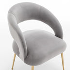 Juego de 4 sillas de comedor Mid Century Modern de terciopelo tapizadas con respaldo abierto
