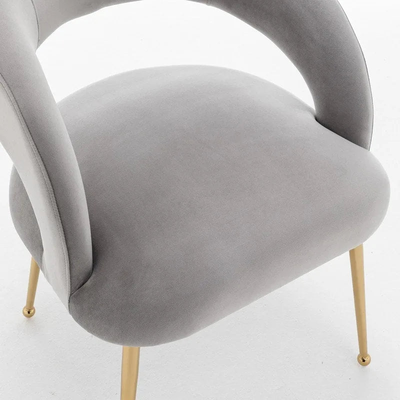 Juego de 4 sillas de comedor Mid Century Modern de terciopelo tapizadas con respaldo abierto
