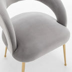 Juego de 4 sillas de comedor Mid Century Modern de terciopelo tapizadas con respaldo abierto