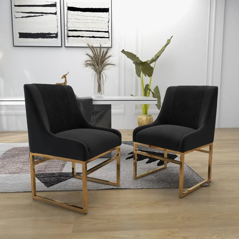 Sillas de comedor de terciopelo contemporáneas con patas de metal, juego de 8