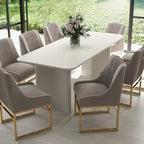 Sillas de comedor de terciopelo contemporáneas con patas de metal, juego de 8