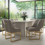 Sillas de comedor de terciopelo contemporáneas con patas de metal, juego de 8