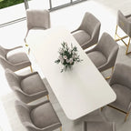 Sillas de comedor de terciopelo contemporáneas con patas de metal, juego de 8