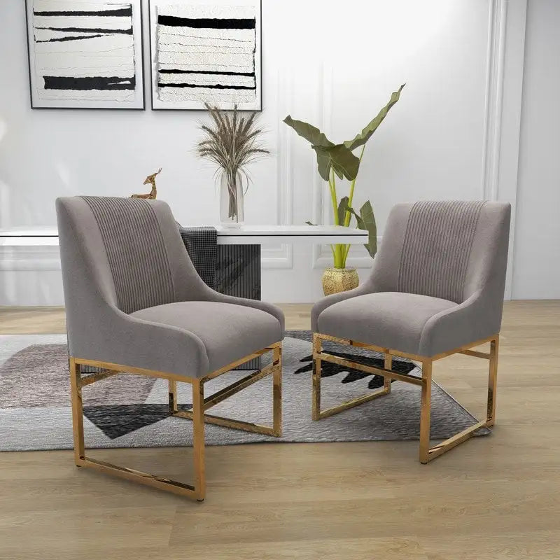 Sillas de comedor de terciopelo contemporáneas con patas de metal, juego de 8