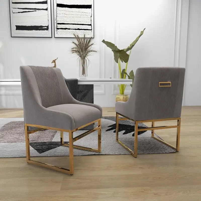 Sillas de comedor de terciopelo contemporáneas con patas de metal, juego de 8