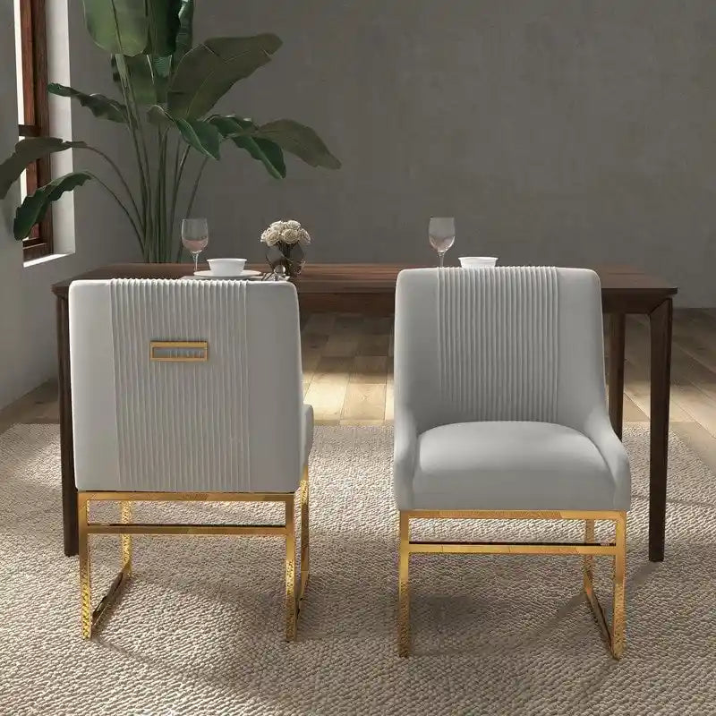 Sillas de comedor de terciopelo contemporáneas con patas de metal, juego de 8