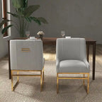 Sillas de comedor de terciopelo contemporáneas con patas de metal, juego de 8
