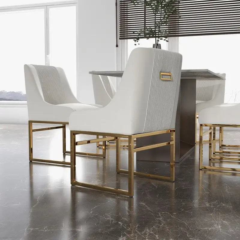 Sillas de comedor de terciopelo contemporáneas con patas de metal, juego de 8