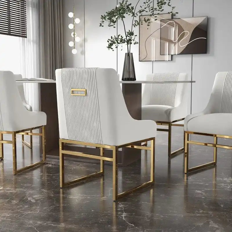 Sillas de comedor de terciopelo contemporáneas con patas de metal, juego de 8