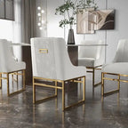 Sillas de comedor de terciopelo contemporáneas con patas de metal, juego de 8