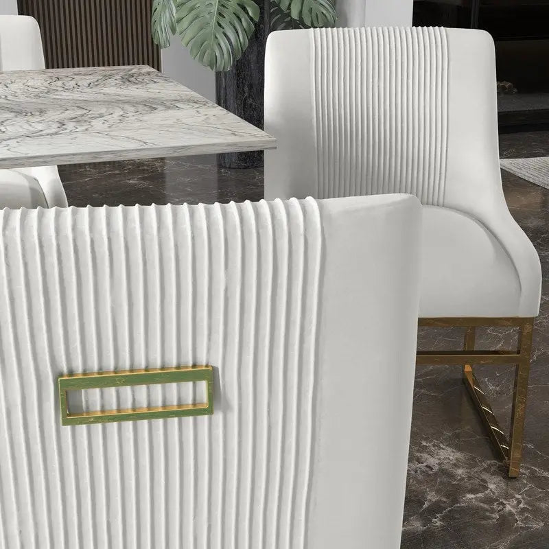 Sillas de comedor de terciopelo contemporáneas con patas de metal, juego de 8