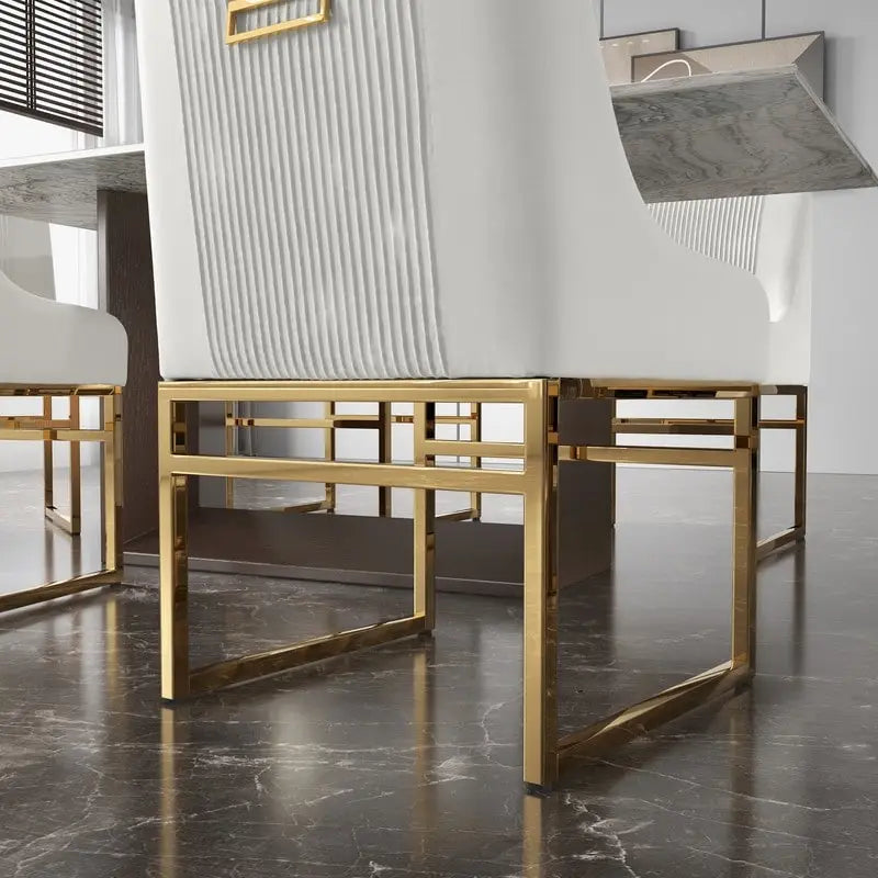 Sillas de comedor de terciopelo contemporáneas con patas de metal, juego de 8