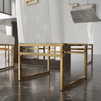 Sillas de comedor de terciopelo contemporáneas con patas de metal, juego de 8