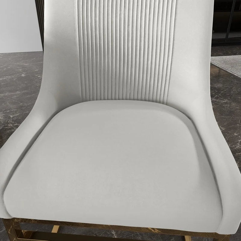 Sillas de comedor de terciopelo contemporáneas con patas de metal, juego de 8