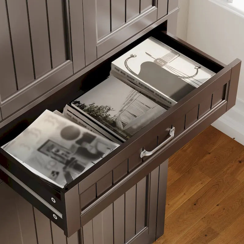 71Mueble de despensa de cocina, buffet de almacenamiento, mueble de almacenamiento de cocina independiente con 4 estantes ajustables