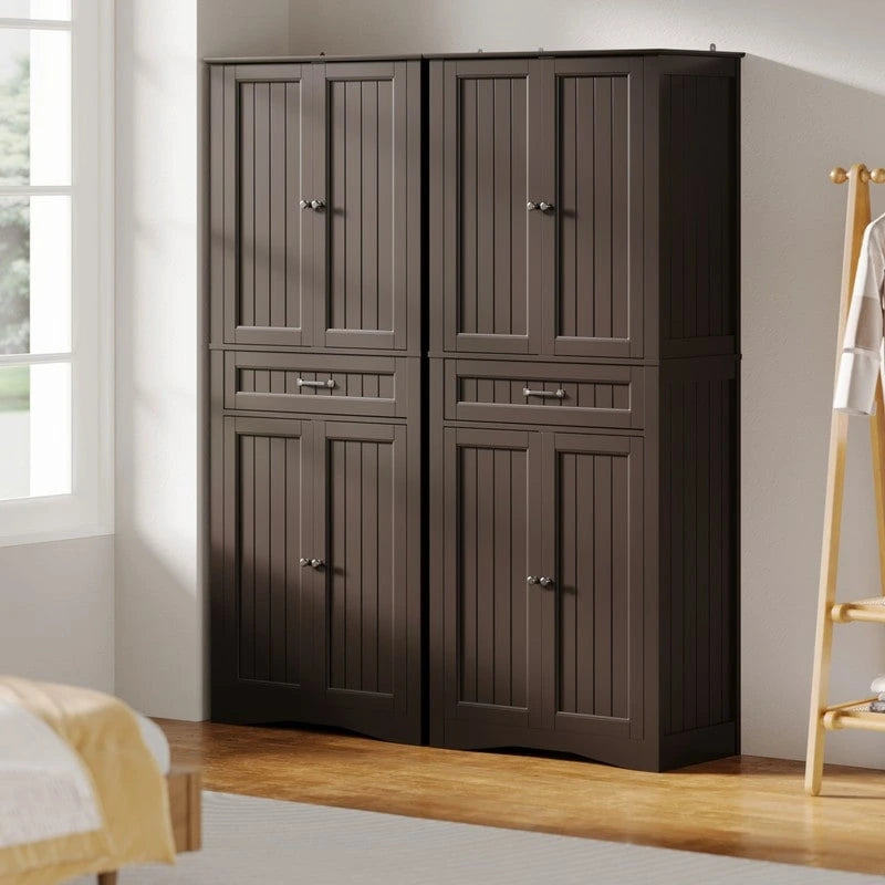 71Mueble de despensa de cocina, buffet de almacenamiento, mueble de almacenamiento de cocina independiente con 4 estantes ajustables
