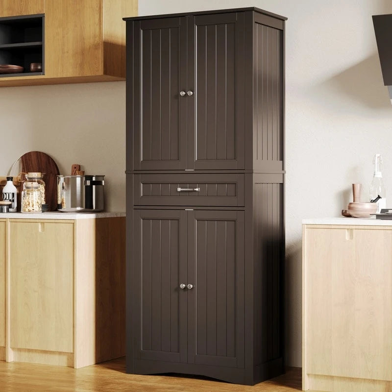 71Mueble de despensa de cocina, buffet de almacenamiento, mueble de almacenamiento de cocina independiente con 4 estantes ajustables