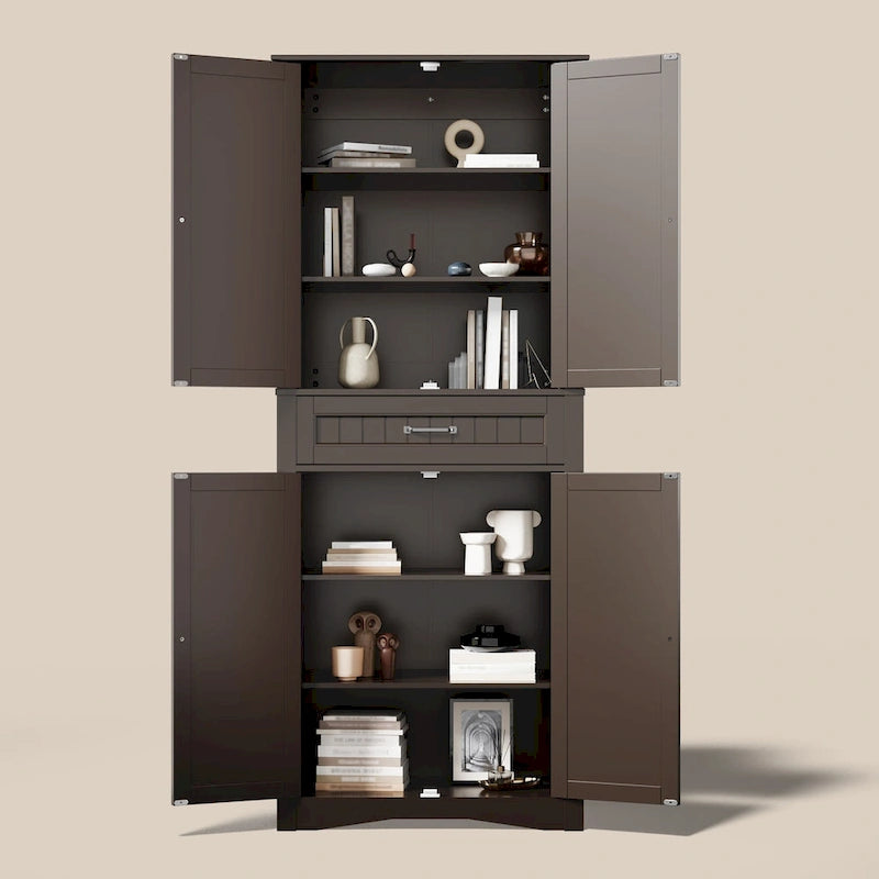 71Mueble de despensa de cocina, buffet de almacenamiento, mueble de almacenamiento de cocina independiente con 4 estantes ajustables