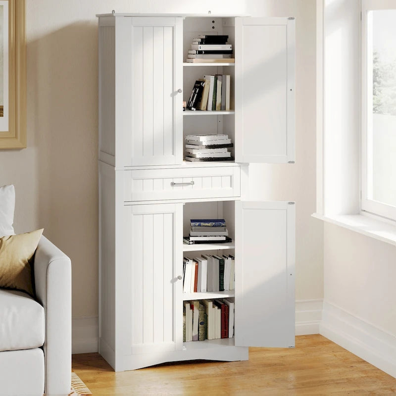 71Mueble de despensa de cocina, buffet de almacenamiento, mueble de almacenamiento de cocina independiente con 4 estantes ajustables