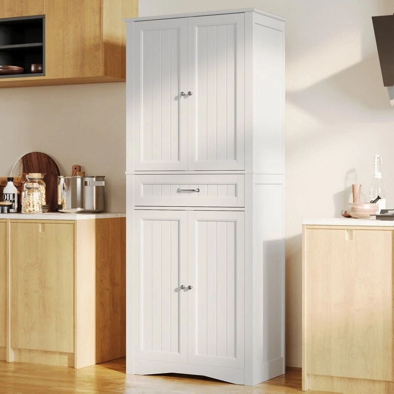 71Mueble de despensa de cocina, buffet de almacenamiento, mueble de almacenamiento de cocina independiente con 4 estantes ajustables