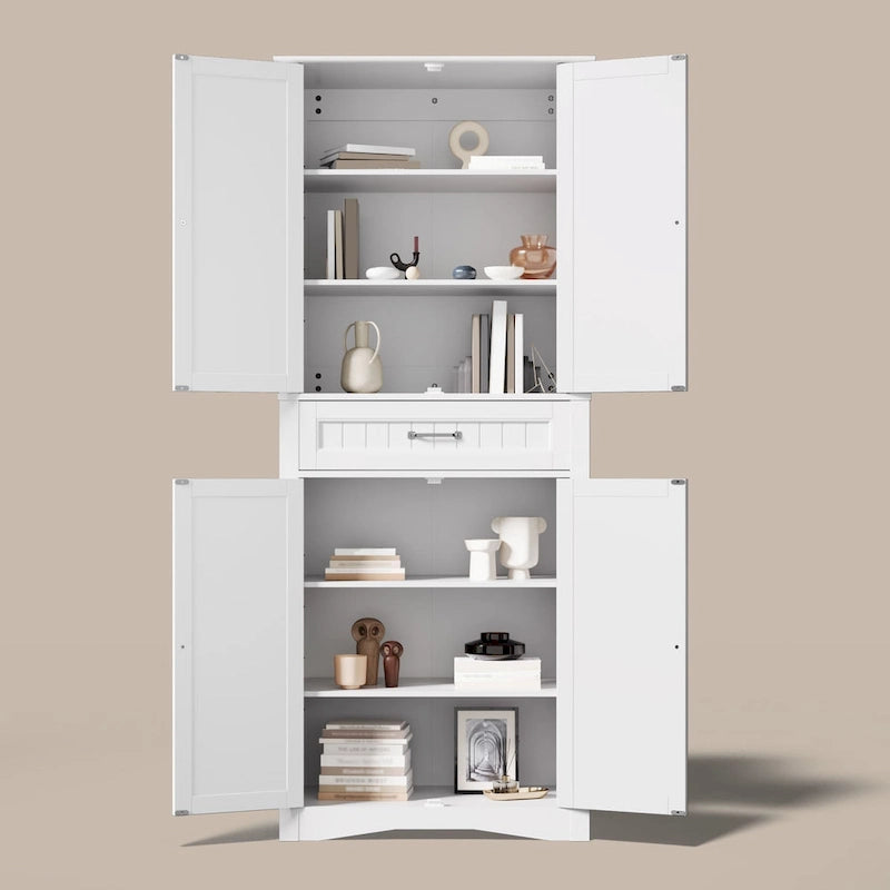 71Mueble de despensa de cocina, buffet de almacenamiento, mueble de almacenamiento de cocina independiente con 4 estantes ajustables