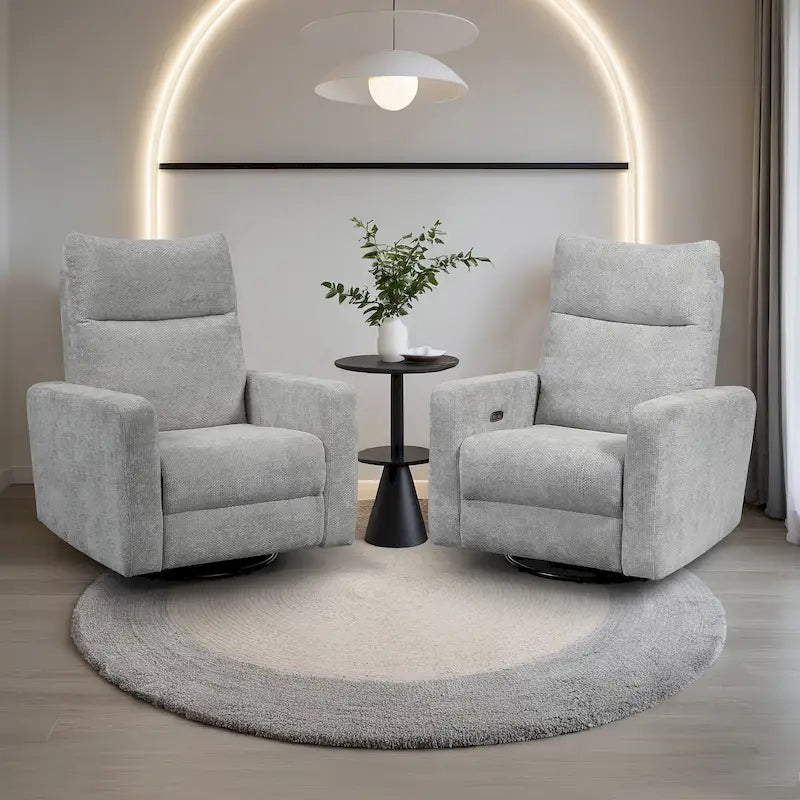 Sillón reclinable giratorio y deslizante eléctrico de 33.5W con cargador USB, juego de 2
