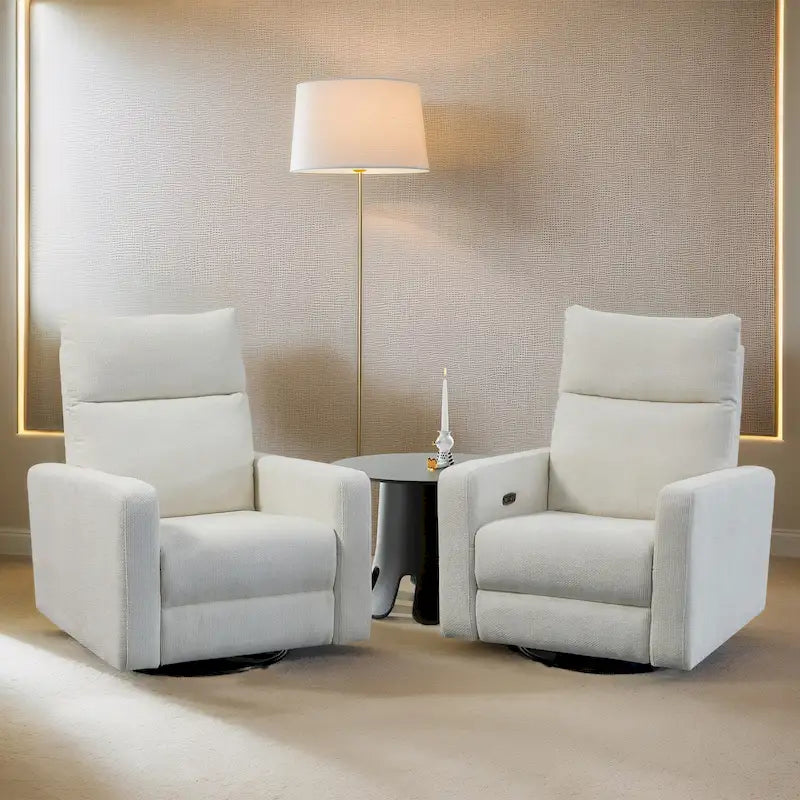Sillón reclinable giratorio y deslizante eléctrico de 33.5W con cargador USB, juego de 2