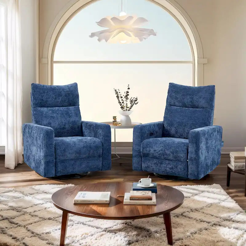 Sillón reclinable giratorio y deslizante eléctrico de 33.5W con cargador USB, juego de 2