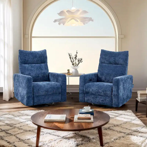 Sillón reclinable giratorio y deslizante eléctrico de 33.5W con cargador USB, juego de 2