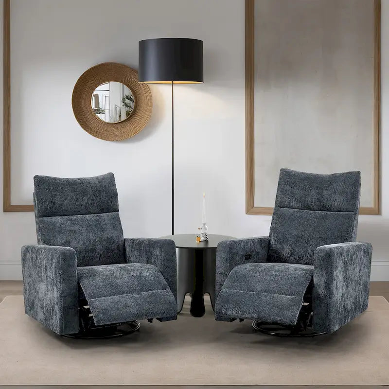 Sillón reclinable giratorio y deslizante eléctrico de 33.5W con cargador USB, juego de 2