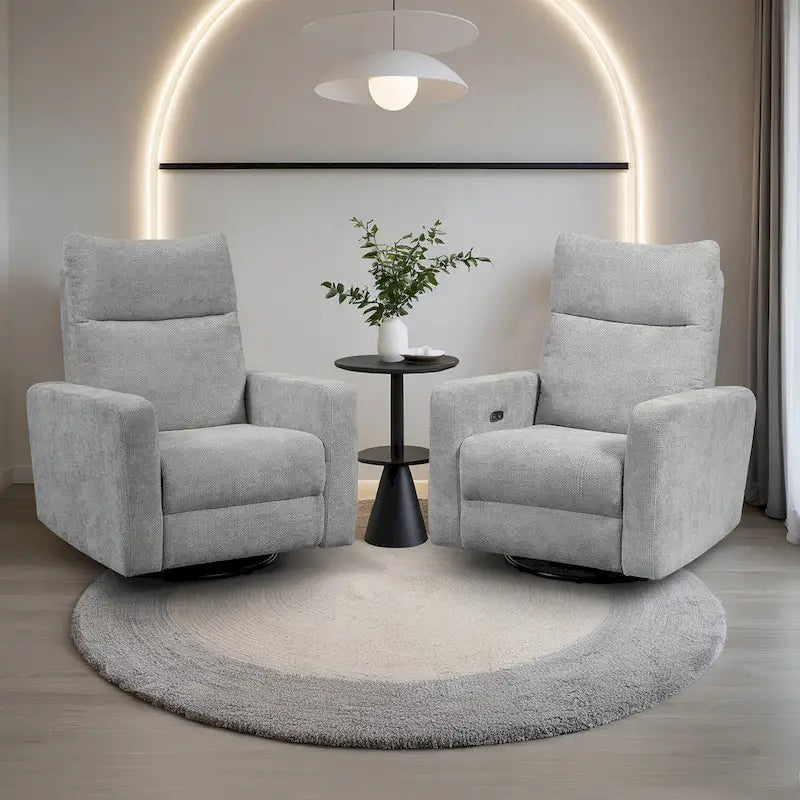 Sillón reclinable giratorio y deslizante eléctrico de 33.5W con cargador USB, juego de 2