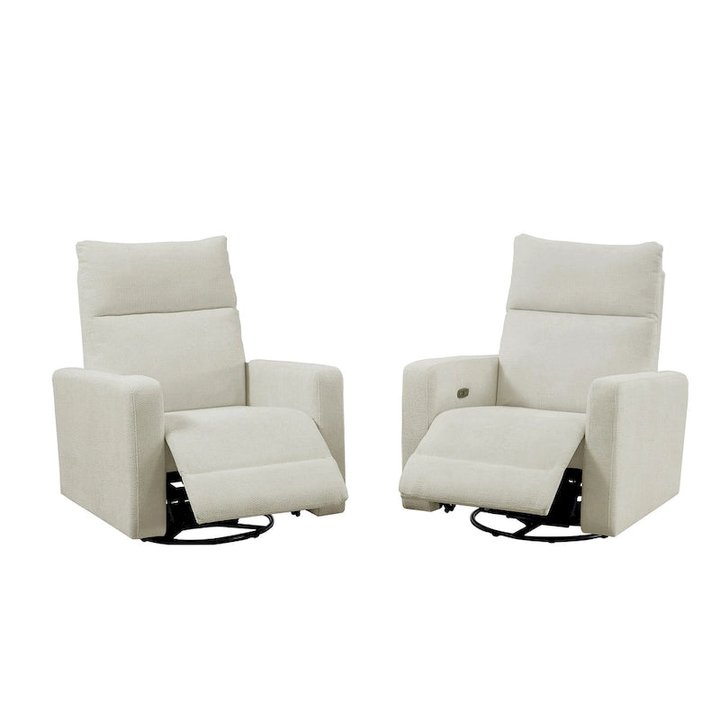Sillón reclinable giratorio y deslizante eléctrico de 33.5W con cargador USB, juego de 2