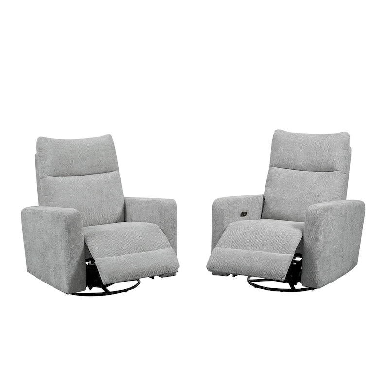 Sillón reclinable giratorio y deslizante eléctrico de 33.5W con cargador USB, juego de 2