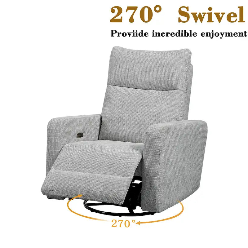 Sillón reclinable giratorio y deslizante eléctrico de 33.5W con cargador USB, juego de 2