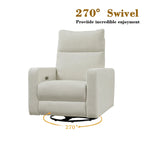 Sillón reclinable giratorio y deslizante eléctrico de 33.5W con cargador USB, juego de 2