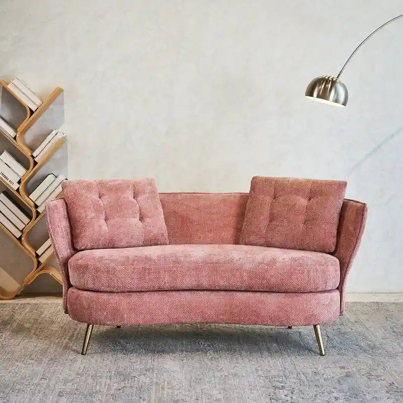 Sofá Tapizado con Patas de Metal Dorado Sofá Biplaza para Sala de Estar, Dormitorio, Apartamento, Dormitorio de Espacio Pequeño