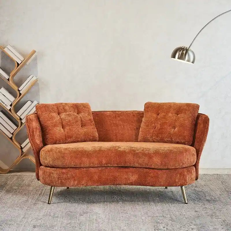 Sofá Tapizado con Patas de Metal Dorado Sofá Biplaza para Sala de Estar, Dormitorio, Apartamento, Dormitorio de Espacio Pequeño